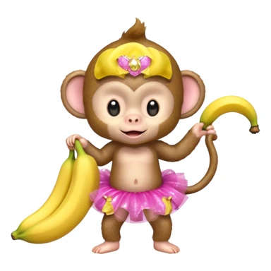 baby monkey in a pink glittery tutu with a banana  sticker