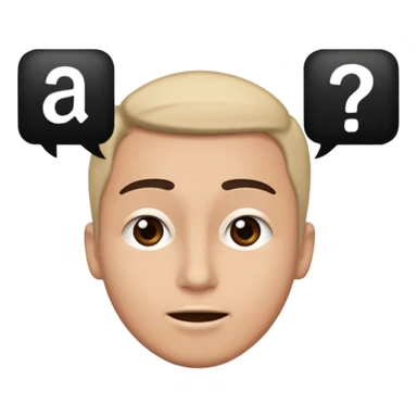 Person speaking, word saying ASK at the top sticker