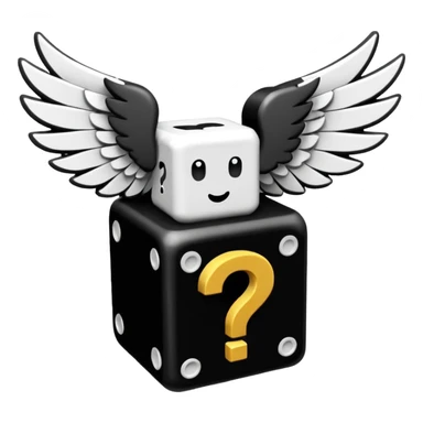 It's appearance is black and white, the black part being the main part of the lucky block while the question marks and corners are white; It carries 2 wings on each side like the other Lucky Blocks. sticker