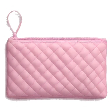 pink quilted rectangular pouch with zipper sticker
