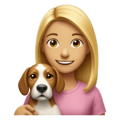smiling girl with dog outdoors sticker