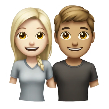 Two young people with white skin, one boy and one girl, they are chatting happily. sticker