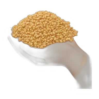 hands hold out a handful of buckwheat kernels sticker