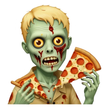 zombie eating pizza slice sticker