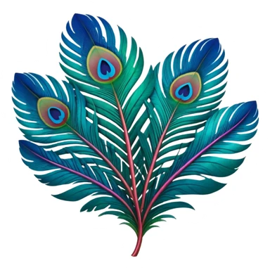 Futuristic, bold, colorful, highly detailed, isolated 3D render, lush full unrealistic Peacock Begonia feather sticker