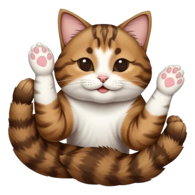 dark brown tabby and white cat in funny positions upside down with eyes closed sticker