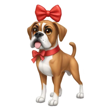 Boxer dog with a red bow sticker
