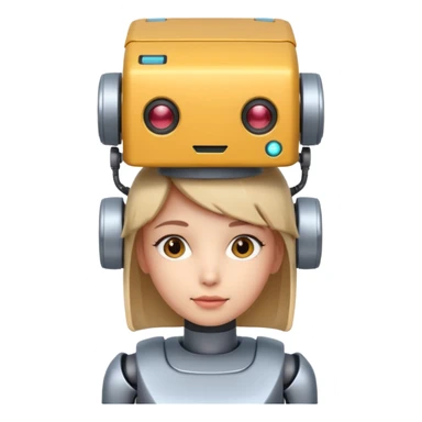 girl ai robot with name Caja Cusco on his head sticker