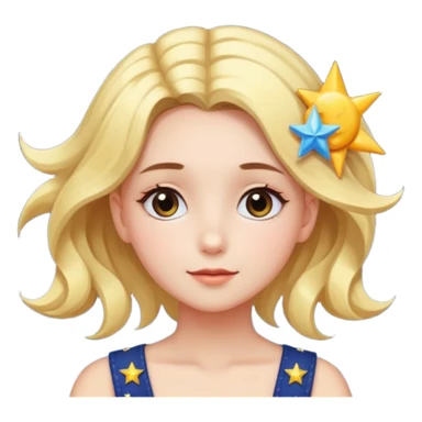An Emoji of girl, who can be described by three words: sun, moo, star sticker