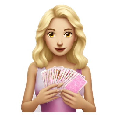 Blonde girl with pink tarot cards sticker