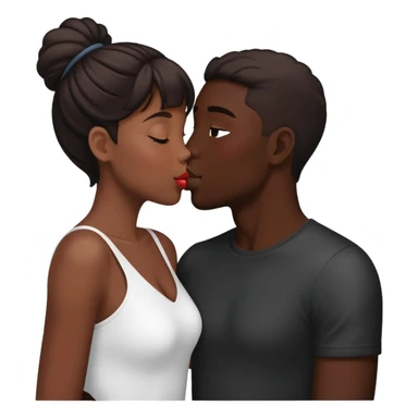 Two attractive people in love kissing, black sticker