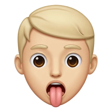 A person shaking their head left to right with their tongue sticking out  sticker