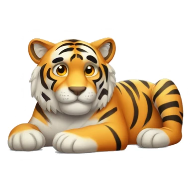 exhausted tiger lying down sticker