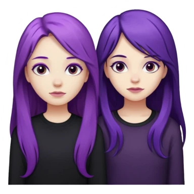 faz duas raparigas menos gótica mas com cabelo roxo comprido e outra cabelo roxo mais escuro e camisola preto sticker