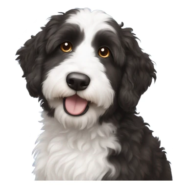 Black and white Aussiedoodle one blu eye, one brown eye  sticker