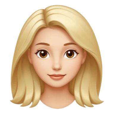 Create a 3D emoji in iOS emoji aesthetic style of a beautiful woman. She has smooth skin, shiny hair, soft facial features, and a gentle warm smile. Lighting is bright and balanced, with clean white background and soft shadows. The design should look expressive, glossy like real iPhone emojis

 sticker