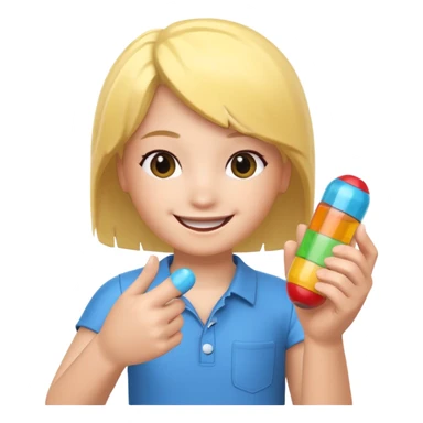 roblox gacha character, smiling, holding a toy capsule, playful expression sticker