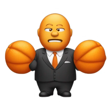 mean orange fat man in suit sticker