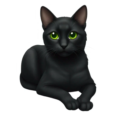 Black cat with big eyes green sticker