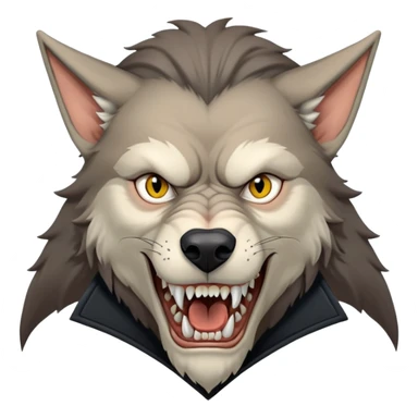 Fenrir Greyback in harry potter, black open chest coat, wolf face, pointed ear, bared teeth sticker