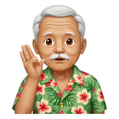 old man in hawaiian shirt blowing a kiss sticker