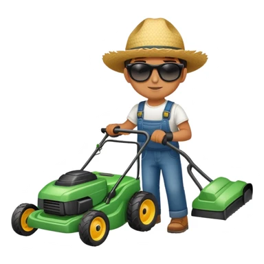 Mexican kid wearing sunglasses with lawnmower sticker