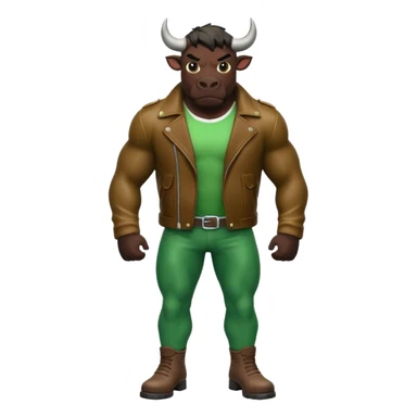 Big green bull full body with brown jacket sticker