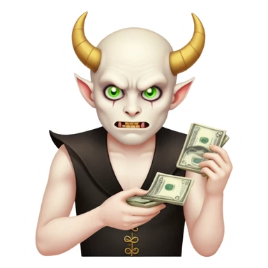 Demonio contando dinero sticker