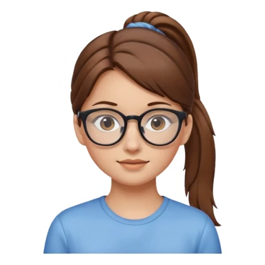 brown haired Ponytail Girl with Glasses sticker