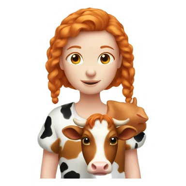 Ginger girl with a cow  sticker