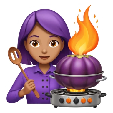 Seductively cooking an eggplant. It is getting hot in here. 🔥  sticker