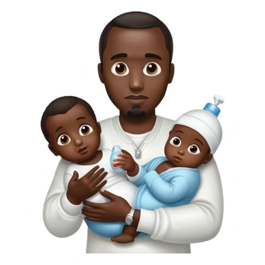 P diddy holding a baby with baby oil in his hand sticker