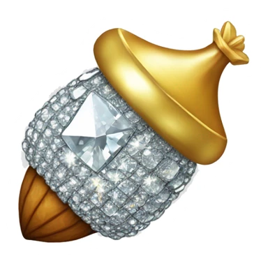 a sparkling diamond acorn, with stem of gold sticker