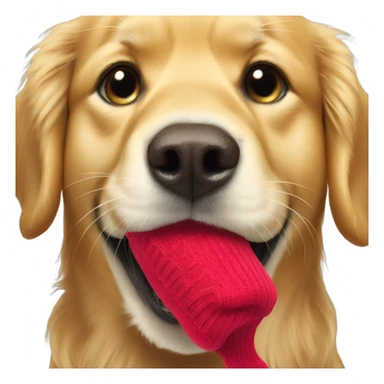 Golden retriever with sock dangling from mouth sticker