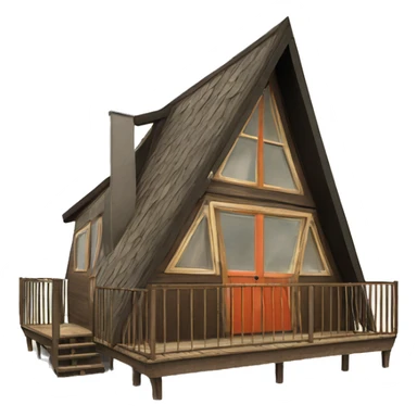 Vintage a-frame cabin with front deck sticker