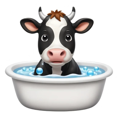 cow in a bath with bubbles sticker