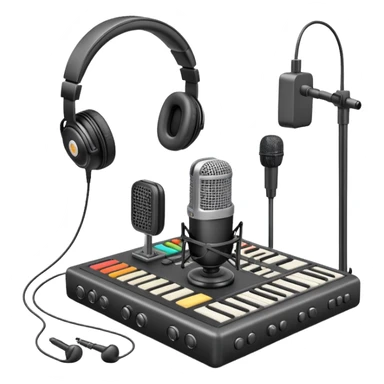 generate realistic detailed podcast in 3d style sticker