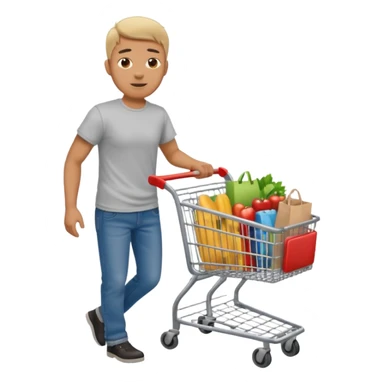 a man with a shopping cart full body sticker