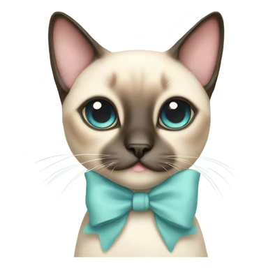 A cute Siamese cat with a bow on top and everything is done in soft pastel colors sticker