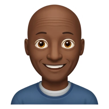 Black bald older man no facial hair brown eyes kind smile wide nose sticker