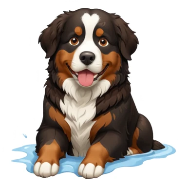 Generate a Bernese Mountain Dog that is just taking care of physiological needs sticker