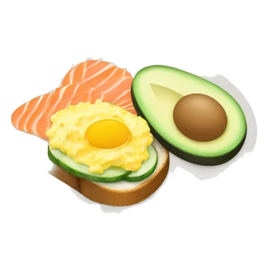 Fancy toast with avocado and scrambled eggs and cucumber and smoked salmon  sticker