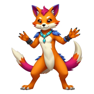 Edgy colorful anthro fursona Fakemon sticker