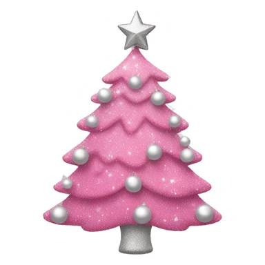 Pink Christmas tree with white and silver sparkly ornament  sticker