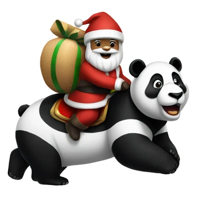 santa claus riding a panda sticker