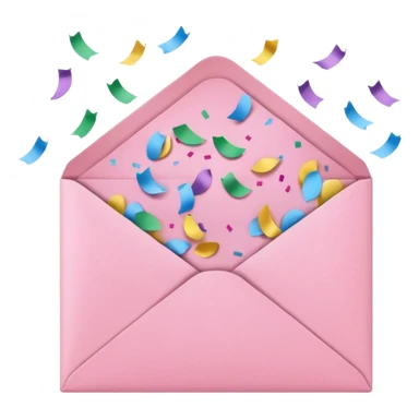 pink envelope with confetti sticker