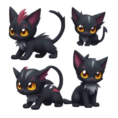 Cool Cute Edgy Black Dark Chibi Cat-Noibat-Noivern-Litten-Fakémon-hybrid sticker