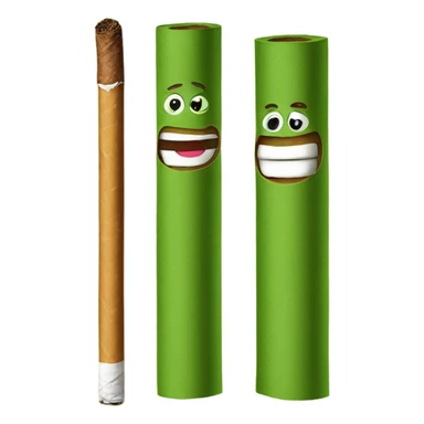Cigarro verde enrollado en papel acartonado sticker