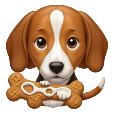 beagle dachshund mix with a treat sticker