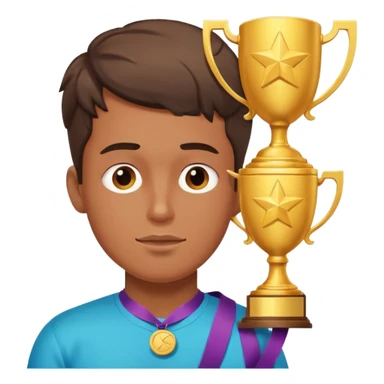 a dude dreaming of something successful, expressive face, thought bubble with a trophy or gold medal, vibrant colors sticker